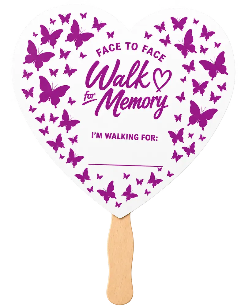 Walk for Memory remembrance heart fan